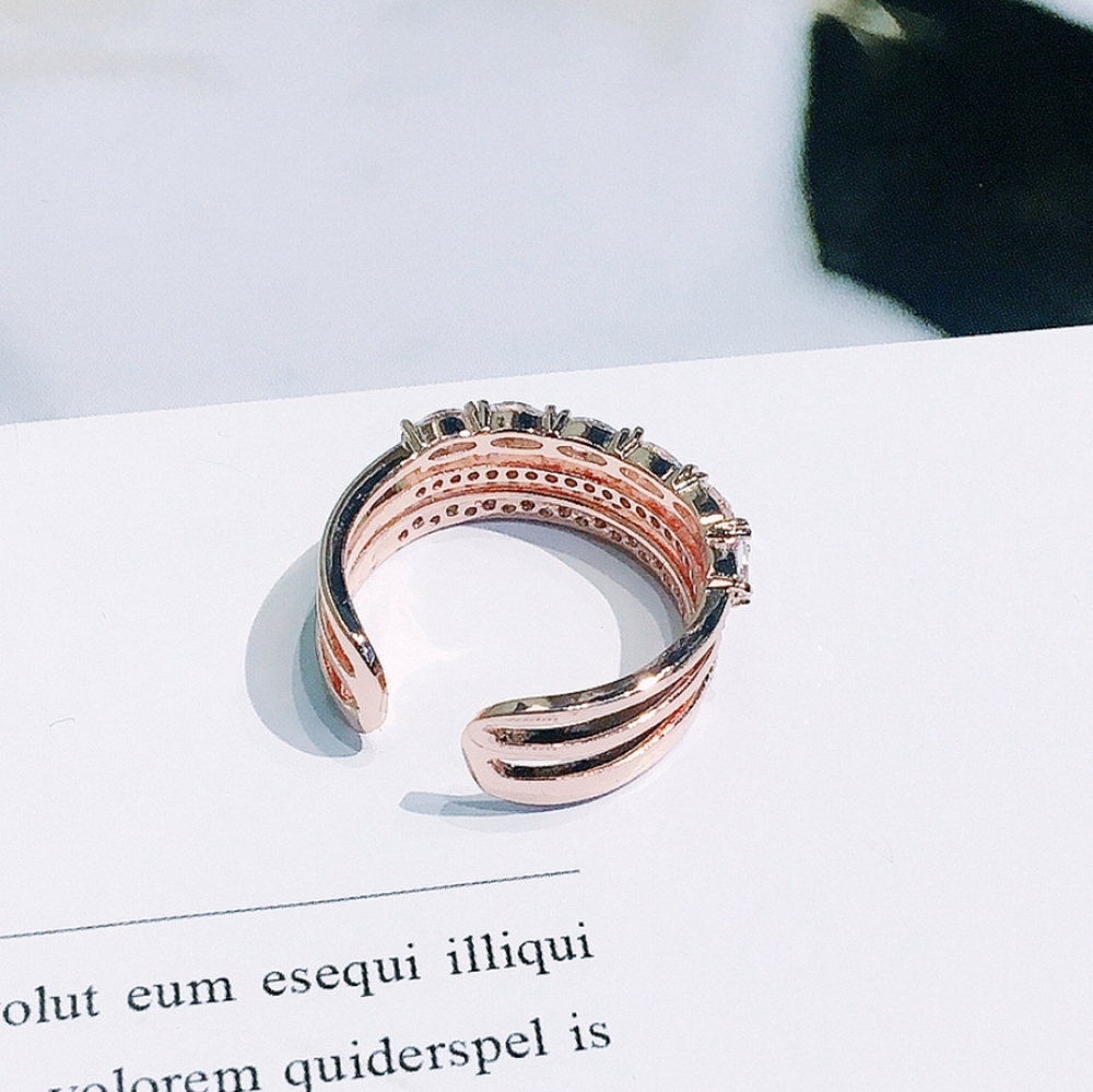 NEW ROSE GOLD PLATED TRIPLE DIAMOND RESIZABLE BAND - Picture 4 of 8